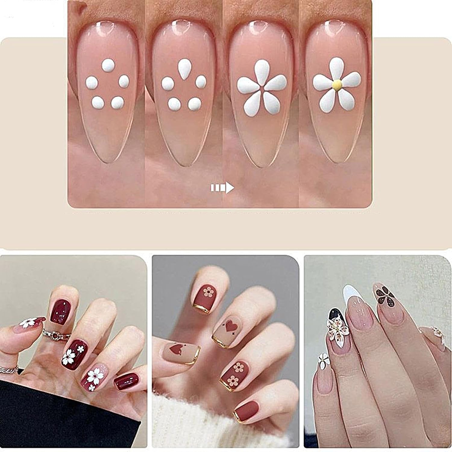 5 Petal Flower Nail Dotting Pen, Fingernail Design, Nail Gel Dotting Tool