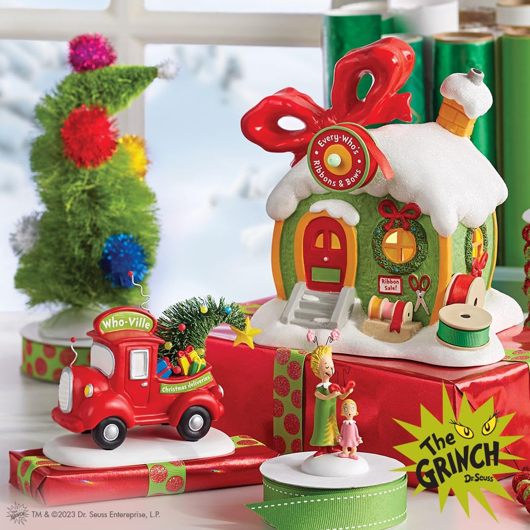 Department 56 Dr. Seuss The Grinch Village Aksesuarları Cindy Lou Who's Surprise Heykelcik, 8,5 cm, Çok Renkli
