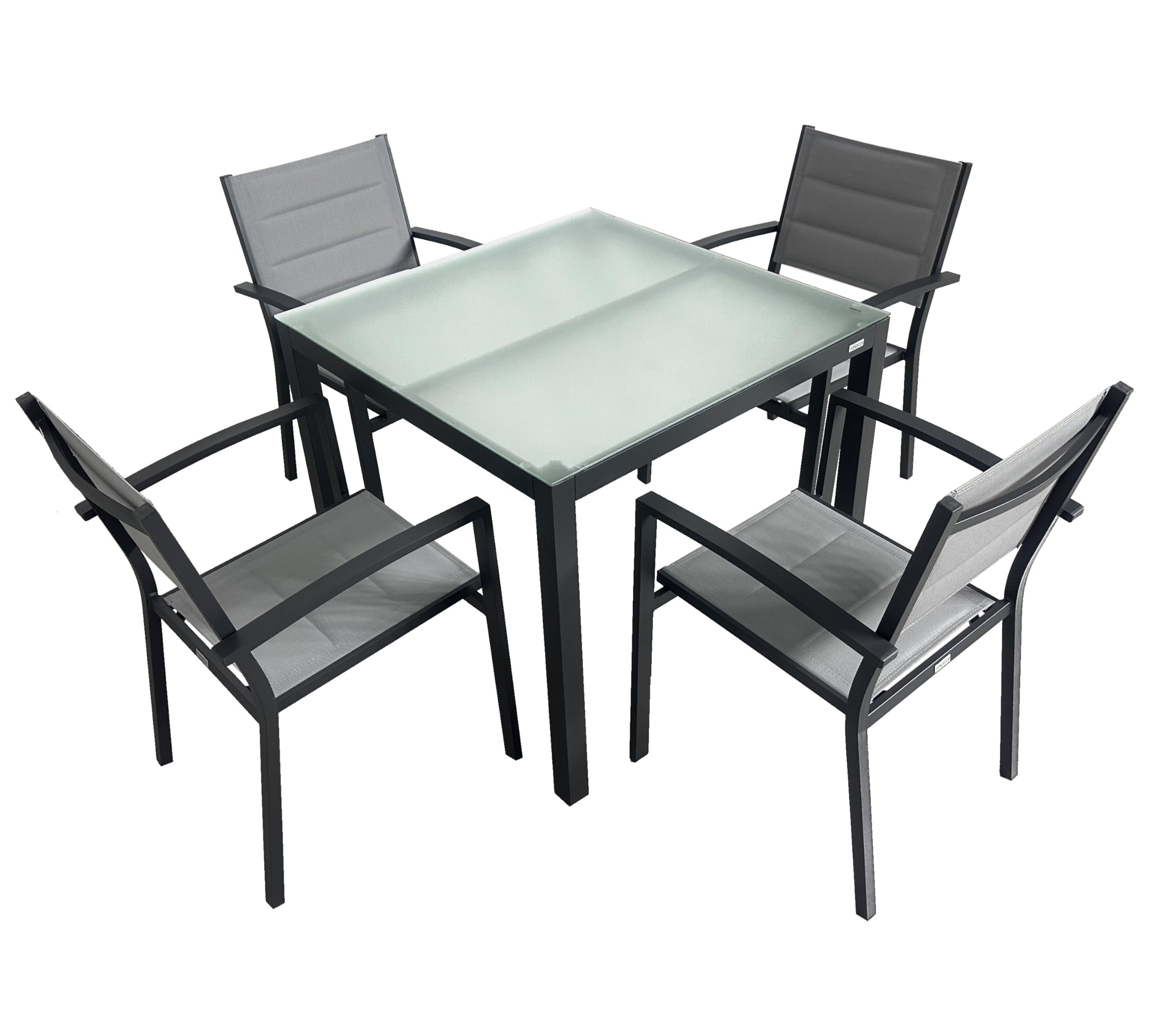 MOMMAHOME® Set Mesa y sillas terraza, Conjunto Muebles Jardín Exterior 5 Piezas, Estructura de Aluminio, Mesa y Sillas Terraza Impermeables, Resistentes a Intemperie y Exterior (Gris Antracita)