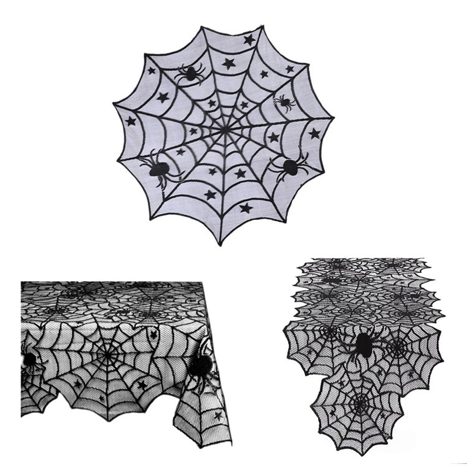FOLODA Halloween Decoration Table Runner Lamp Cover Set Washable Fabric Tablecloth Lampshade for Dining Table Mantels Display Halloween Decorations