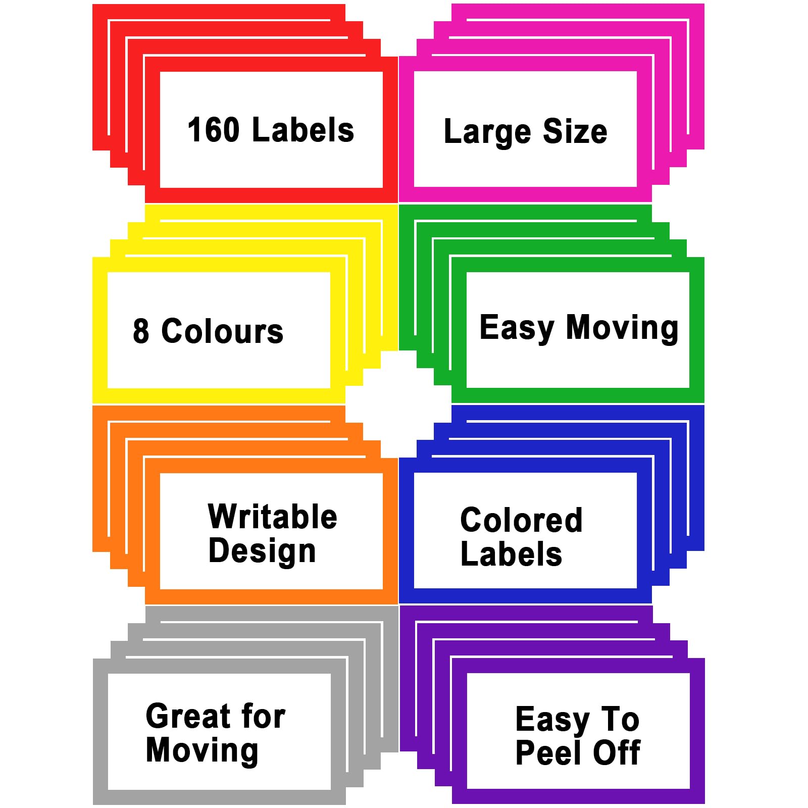 6 x 4 inch Large Moving Labels for Boxes, Blank Moving Box Labels Stickers, 160pcs 8 Color Coded Moving Stickers for Home Organization and Storage