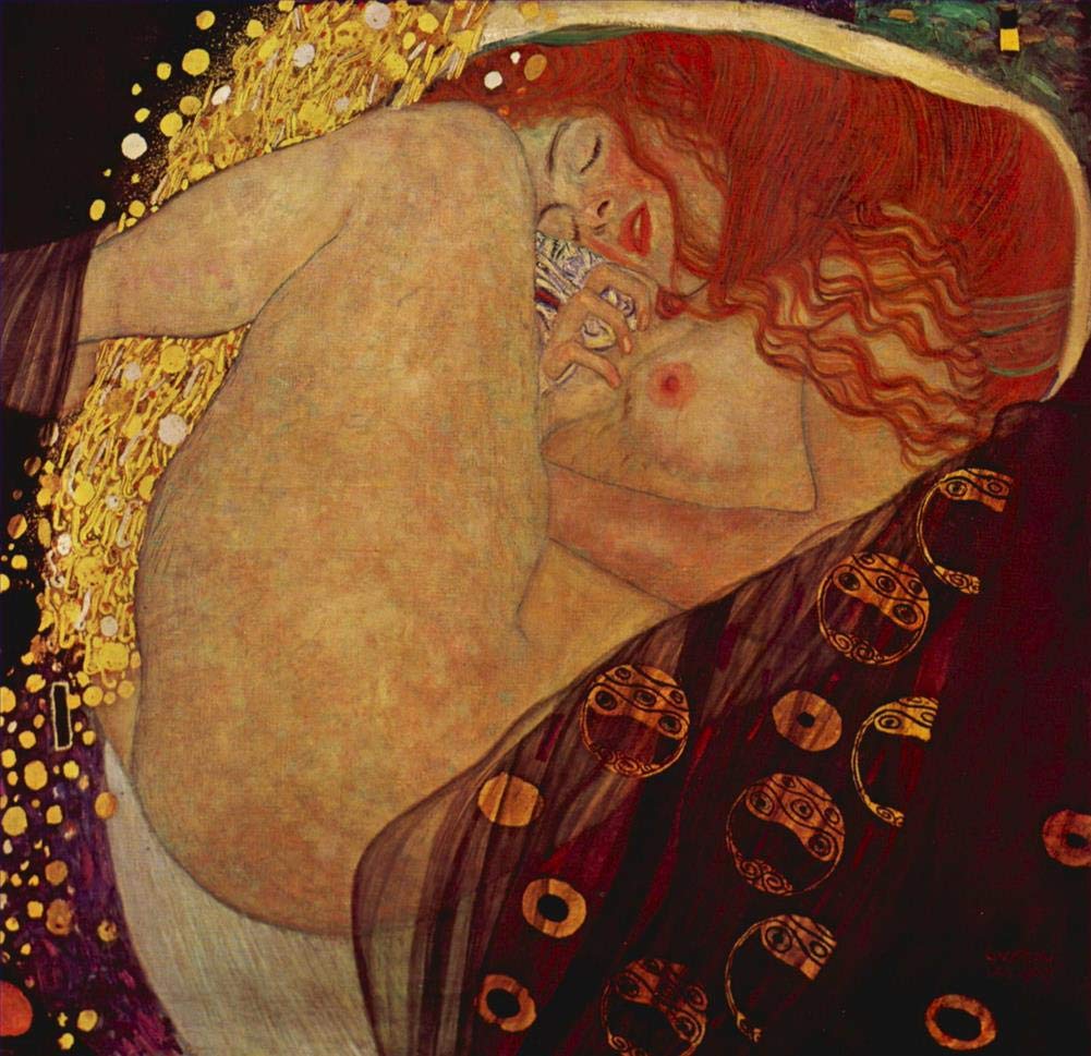 Toperfect Peinture à l'huile faite à la main de €50-2000 par des professeurs d'université – Danae Gustav Klimt femme nue art déco autrichien – Décoration murale sur toile – Peintures célèbres –4