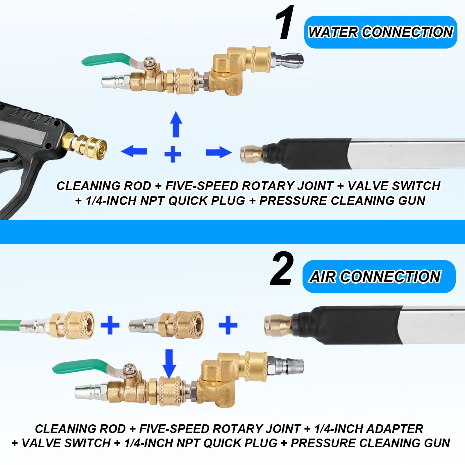Kit Lancia per la Pulizia del Radiatore, 58cm e 113cm Lancia Pulizia del Radiatore con Connettore e Valvola per Auto Camion