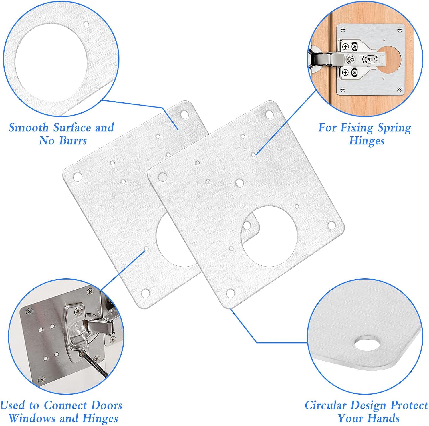 6 Pcs Hinge Repair Plate, Stainless Steel Cabinet Hinges Repair Brackets with 36 Pcs Fixing Screws - Image 5