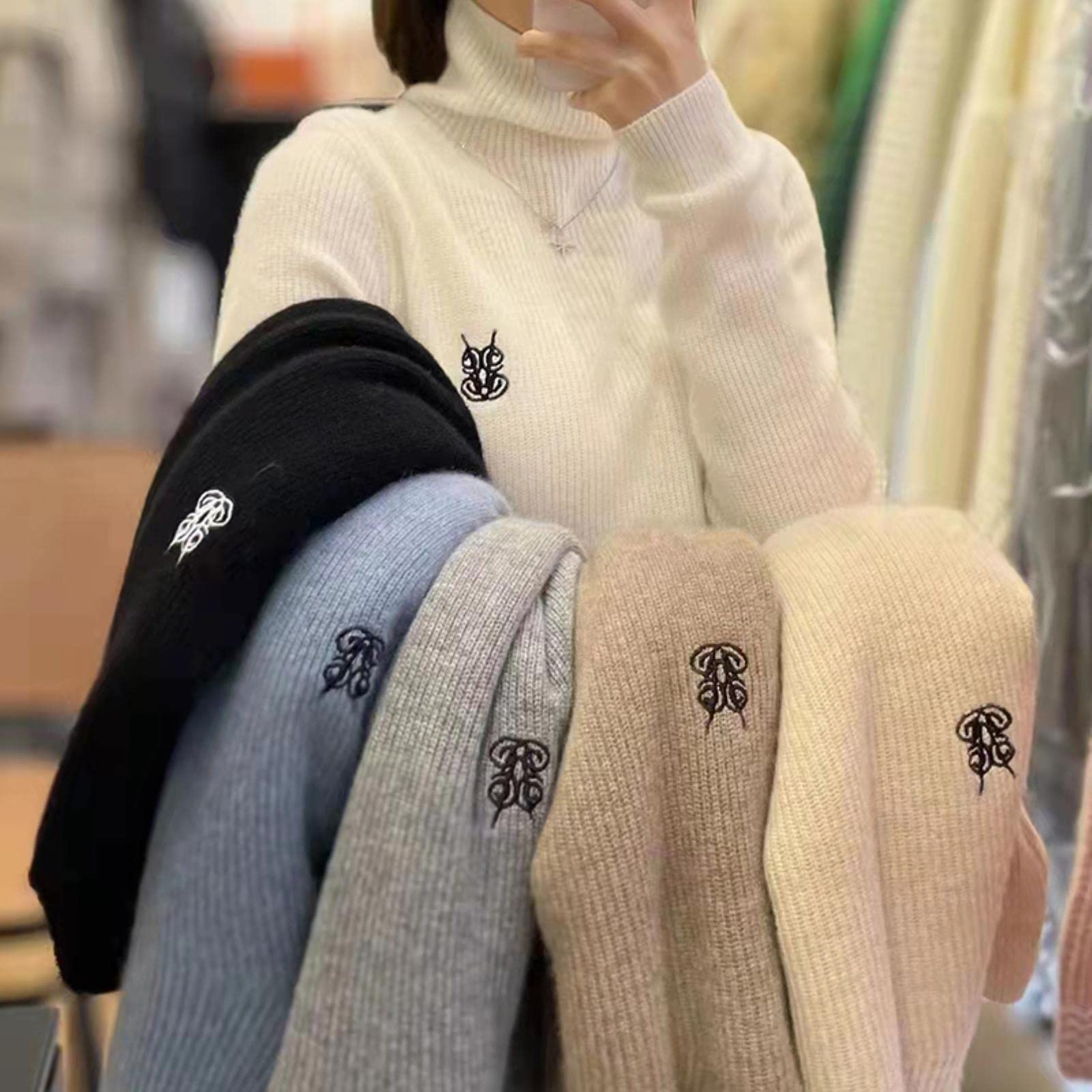 KOOBS Pull Femme Pullaire en Cachemire Décontracté d'hiver Femmes Pull Pull À Col Roulé Pull Pull Lâche