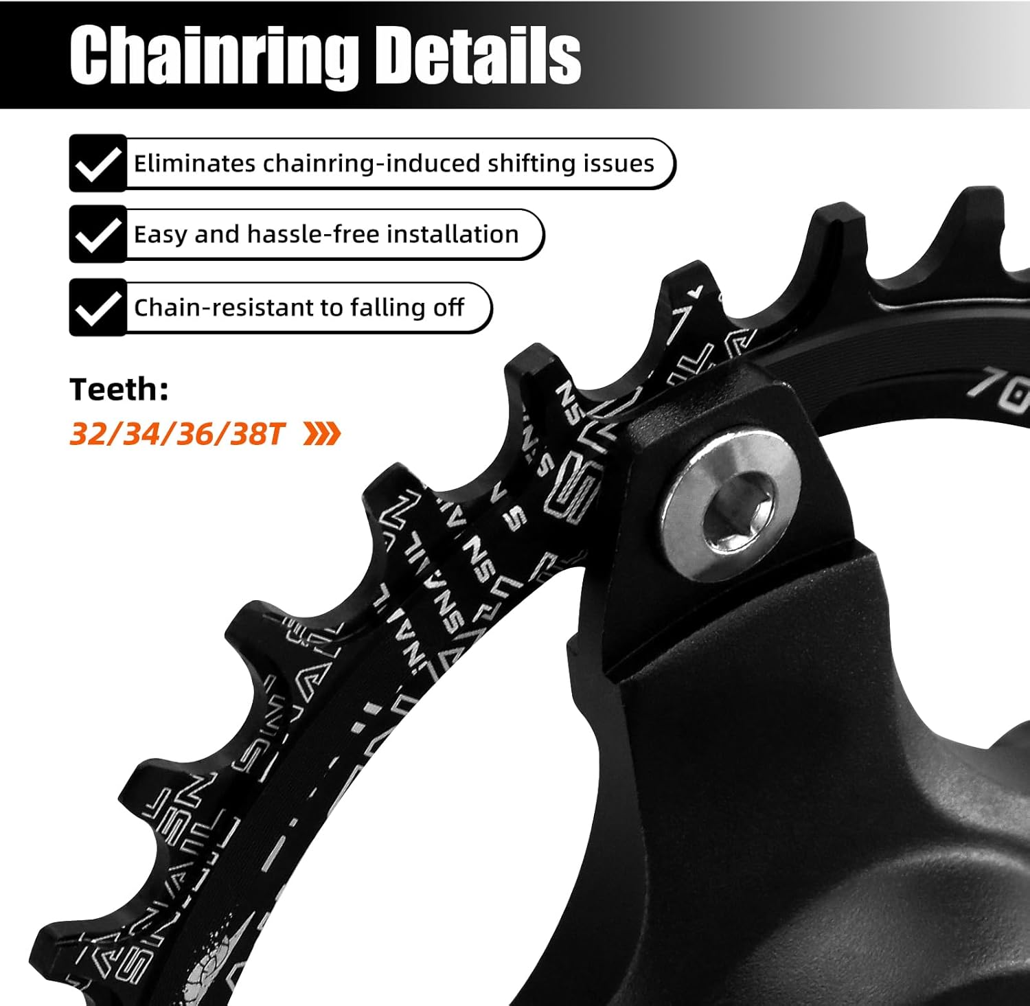 ZTZ Mountain Bike 170mm Square Crankset with 104 BCD 32/34/36/38T Chainring,Aluminum Alloy MTB Crank Round Chainring and Crank, fit Shimano, SRAM, FSA