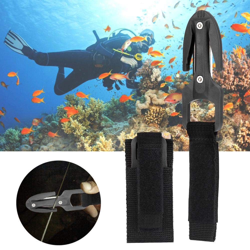 Qinlorgo Cuchillo de Corte de Buceo, Cuchillo de Corte de Buceo seco Equipo de Buceo(Negro)