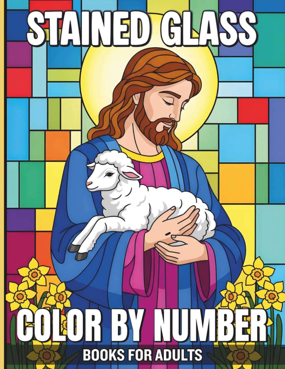 Stained Glass Color By Number Books For Adults: Relaxing Mosaic Style Illustrations in Stained Glass Designs Featuring Animals Flowers and Landscapes with an Easy to Follow Color Palette