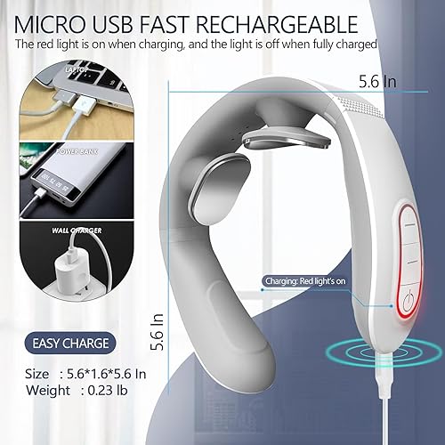 Miniatura 6 de Masajeador de cuello para aliviar el dolor con calor, portátil, pulso eléctrico, tejido profundo, punto de activación, masajeador cervical para