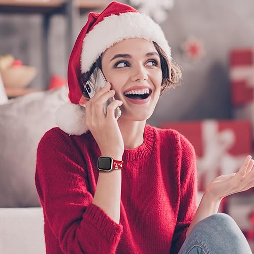 Miniatura 5 de TSAAGAN Correas de silicona navideñas compatibles con Apple Watch Band de 1.496 in, 1.575 in, 1.614 in, 1.654 in, 1.732 in, 1.772 in, correa suave
