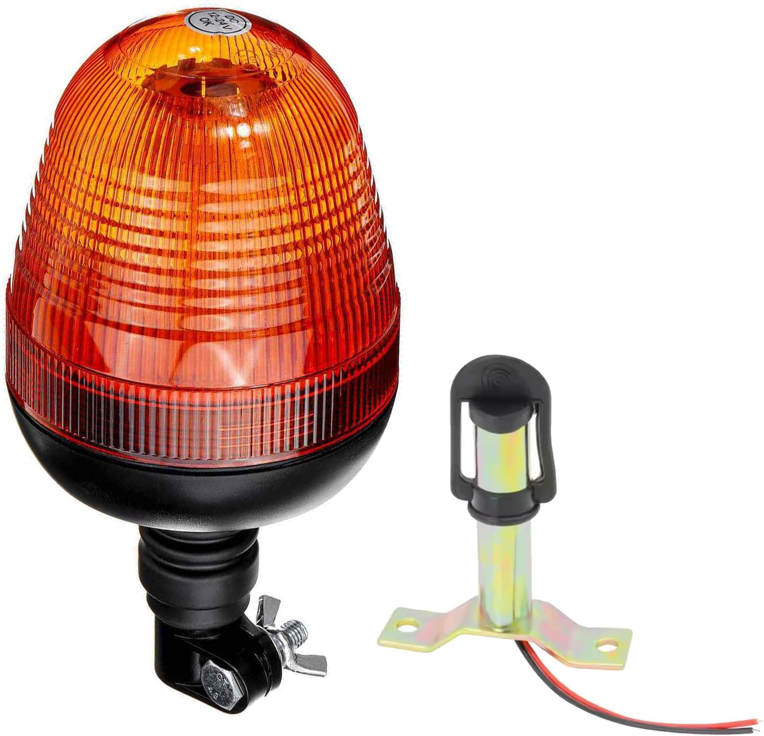 LED Emergency Flashing Amber Rotating Beacon Strobe Lights for Tractor Forklift Truck Tractor Snow Plow 60 LEDs 12V DC (I-Shaped Bracket)