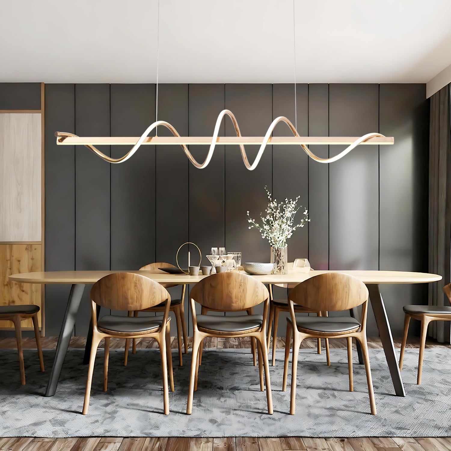 Led Pendant Light for Kitchen Island Lighting Dimmable 47.20" Twist Design Modern Led Chandelier 3000K-6500K