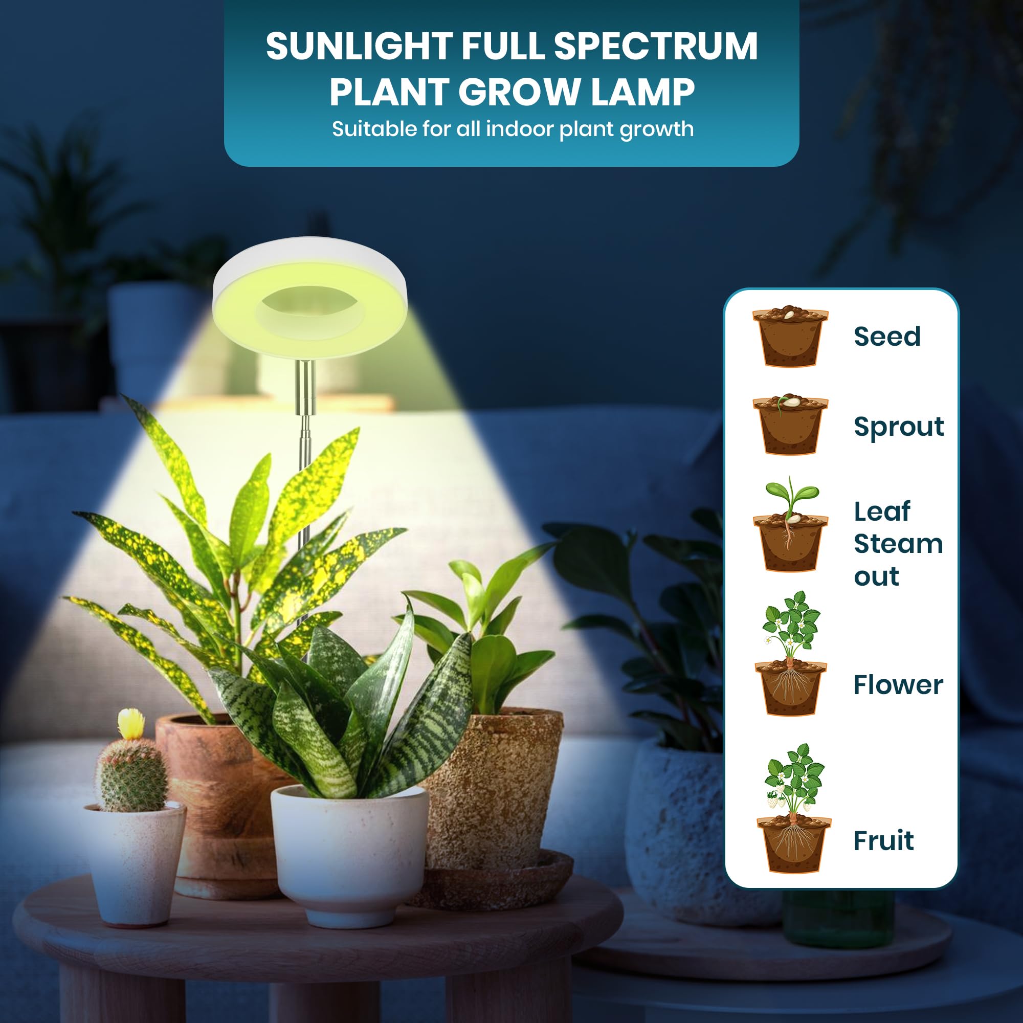 Blackt Electrotech BT29PLE Full Spectrum Plant Grow Light β Adjustable Height, Automatic Timer, USB Powered 5V Safe Voltage for Indoor/Outdoor Plants (1) 1