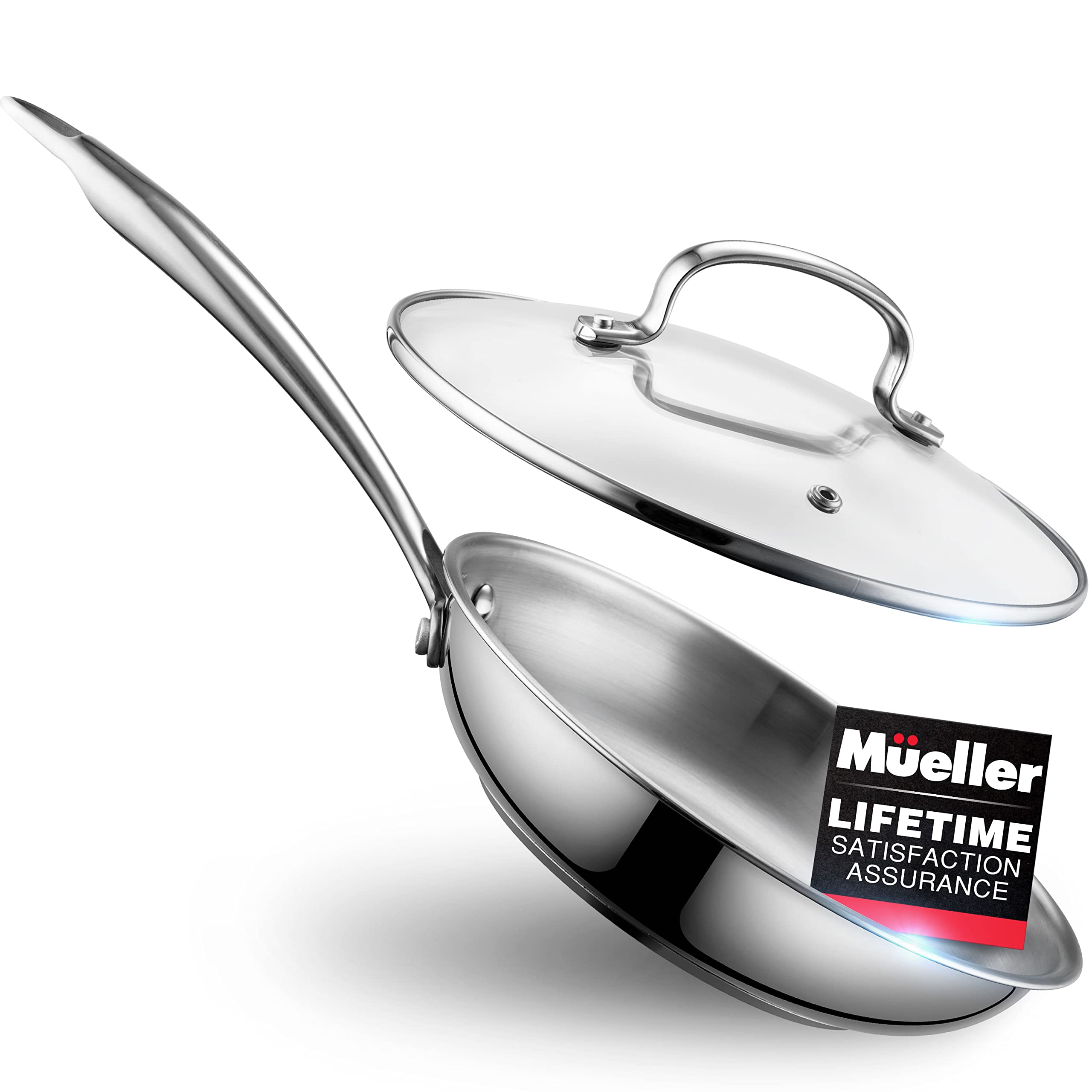 Mueller DuraClad TriPly Stainless Steel 8Inch Fry Pan with Lid, Extra