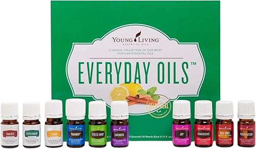 Young Living Everyday Essential Oil Collection 10 aceites puros y de primera calidad para piel, espíritu y serenidad 0.17 onzas líquidas cada uno
