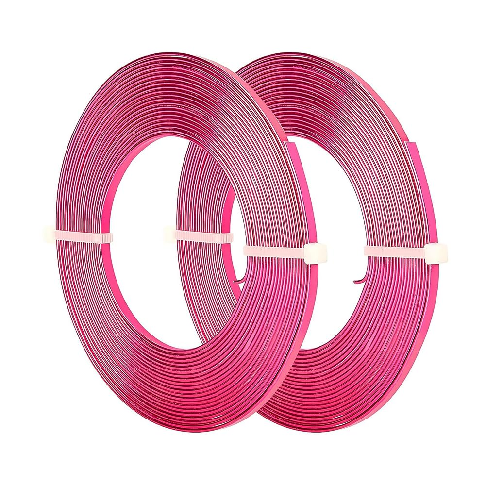 About 32.8 Feet Flat Aluminum Craft Wire, Hot Pink Bendable Metal Craft Wire, Jewelry Making Accessories for Sculpting Doll Making Modelling Bonsai Training Floral Wreath, 0.12x0.04inch
