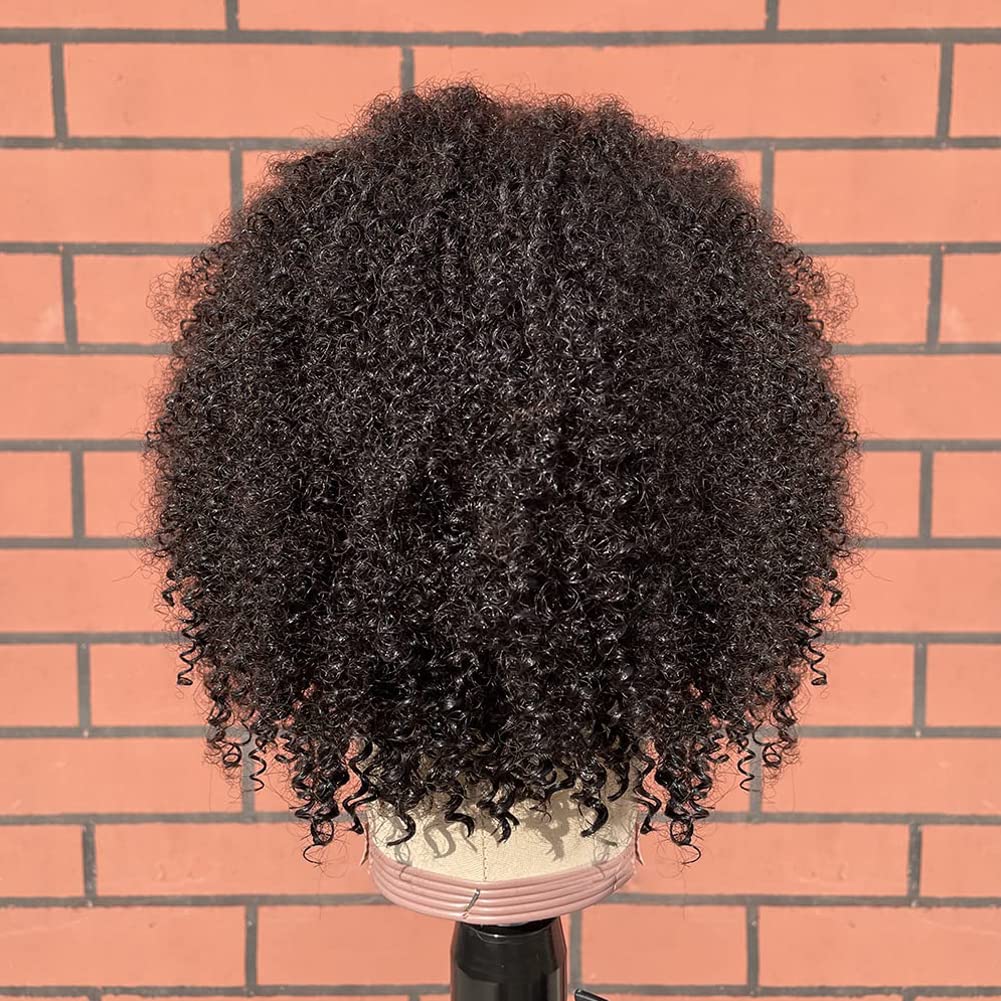 Short Afro Kinky Curly Wig for Black Women Transparent 13x1 Lace Front Wigs Human Hair Brazilian Bob Pixie Cut Wig 8 inch