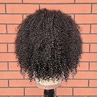 Vista 5 de Peluca corta afro rizada para mujeres negras, pelucas de encaje frontal transparente de 13 x 1 pulgadas, pelucas de cabello humano brasileño Bob