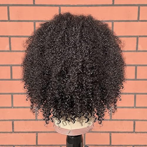 Miniatura 5 de Peluca corta afro rizada para mujeres negras, pelucas de encaje frontal transparente de 13 x 1 pulgadas, pelucas de cabello humano brasileño Bob