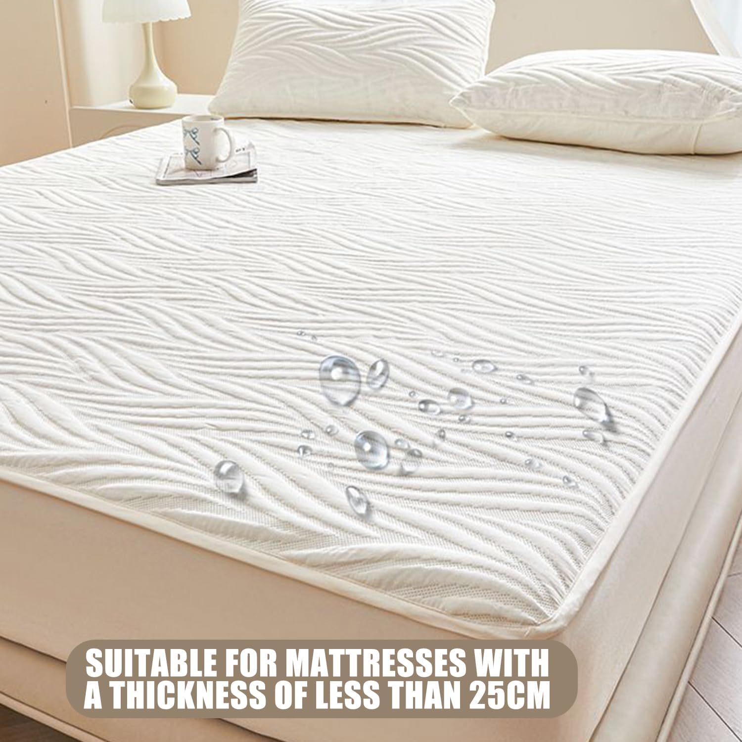 Khaki,120 * 200cm(Full),LDLCYCN Waterproof Mattress Protector Dustproof Mattress Cover with Elastic Band Fitted Sheet Queen King Size 360° Full Wrap Deep Pocket of 25Cm Mattress Topper for Bedroom