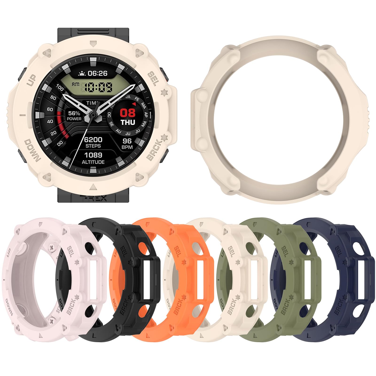 Coque TPU Silicone Pour Huami Amazfit T-Rex / T-Rex Pro - Transparente Bleue, Protection Anti-chocs, Légère - 9