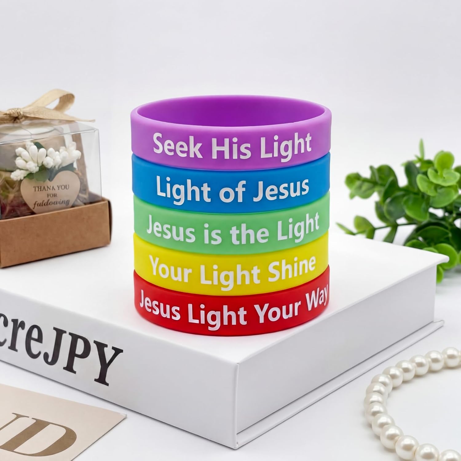 Seematn 50 Pcs Bible Verse Bracelets Vbs 2026 Religious Bracelets Bulk Christian Gift Glow in the Dark Wristbands with Scripture Faith Silicone Wristbands for Kids Adults(Mixed Text,Colorful)