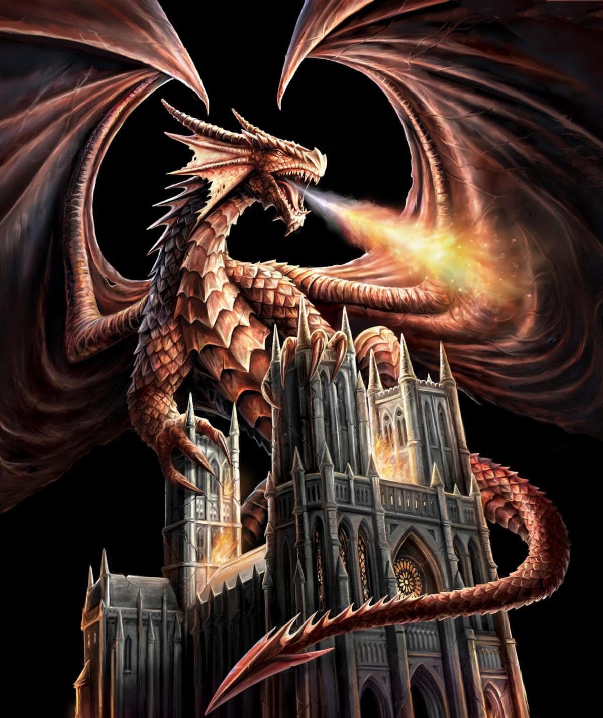 Anne Stokes Dragon Fury Medium Weight Queen Size Signature Blanket, 79x94 inches