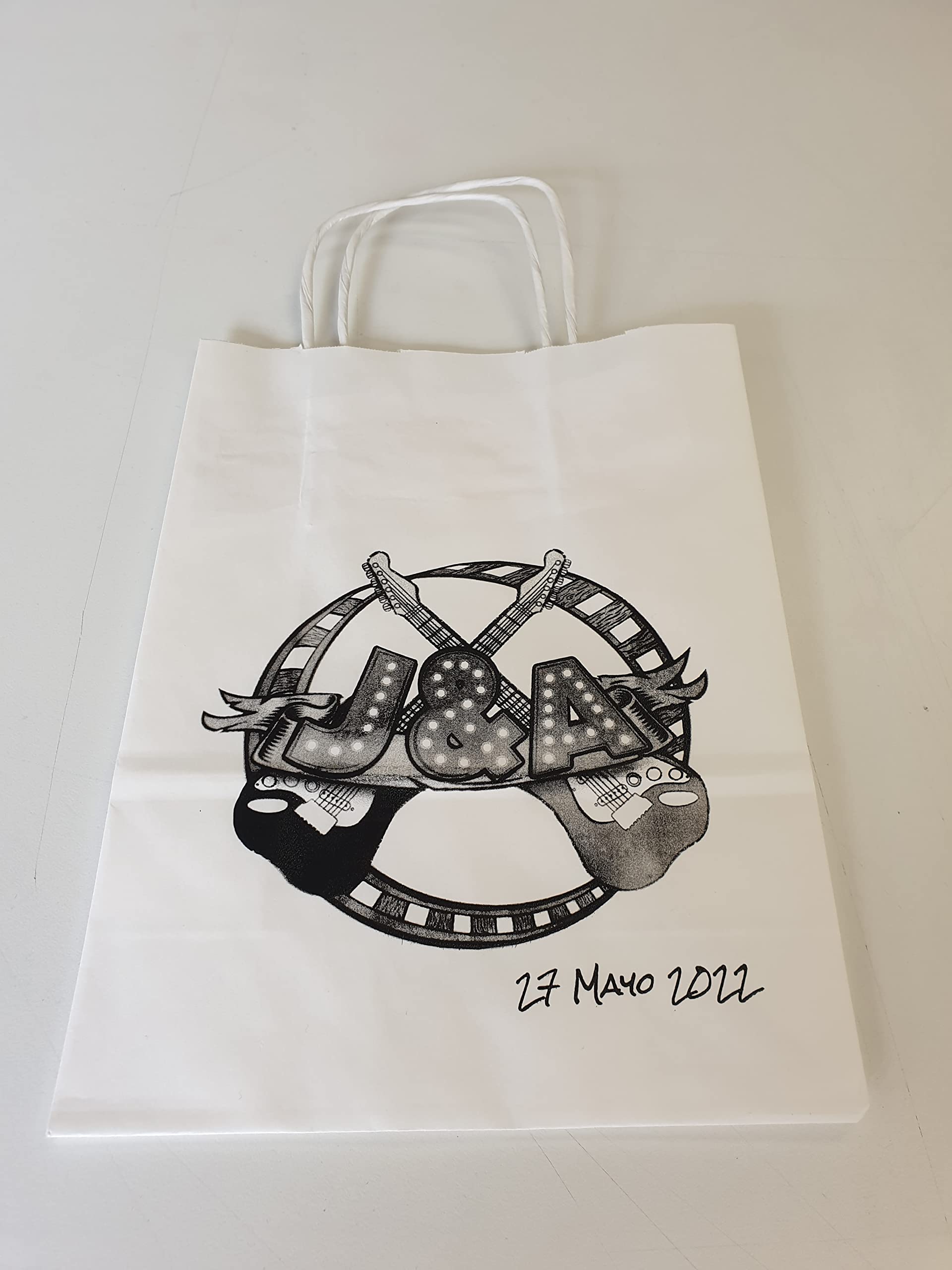100 Bolsas papel kraft personalizadas bolsas de papel con asas bolsa de papel personalizable con el logo de tu negocio muy resistentes (Blanco, 18x8x24)