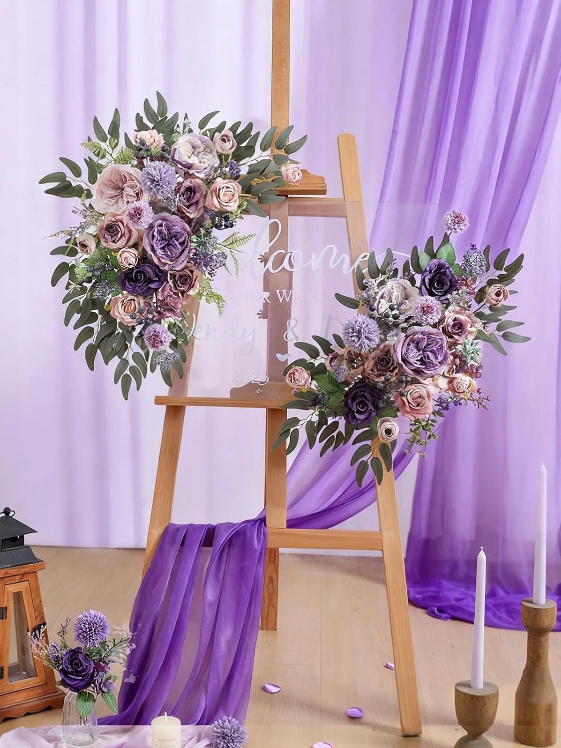 Artificial Flowers Combo Purple Fake Roses Silk Flowers with Stems for DIY Wedding Bridal Bouquets Floral Arrangement Table Centerpieces Cake Birthday Wreath Baby Shower Graduation Home Decor - Image 5