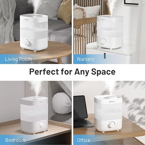 Miniatura 7 de Humidificador de llenado superior, tanque de agua de 2 L para dormitorio, humidificador de aire blanco de larga duración 28 horas para habitación