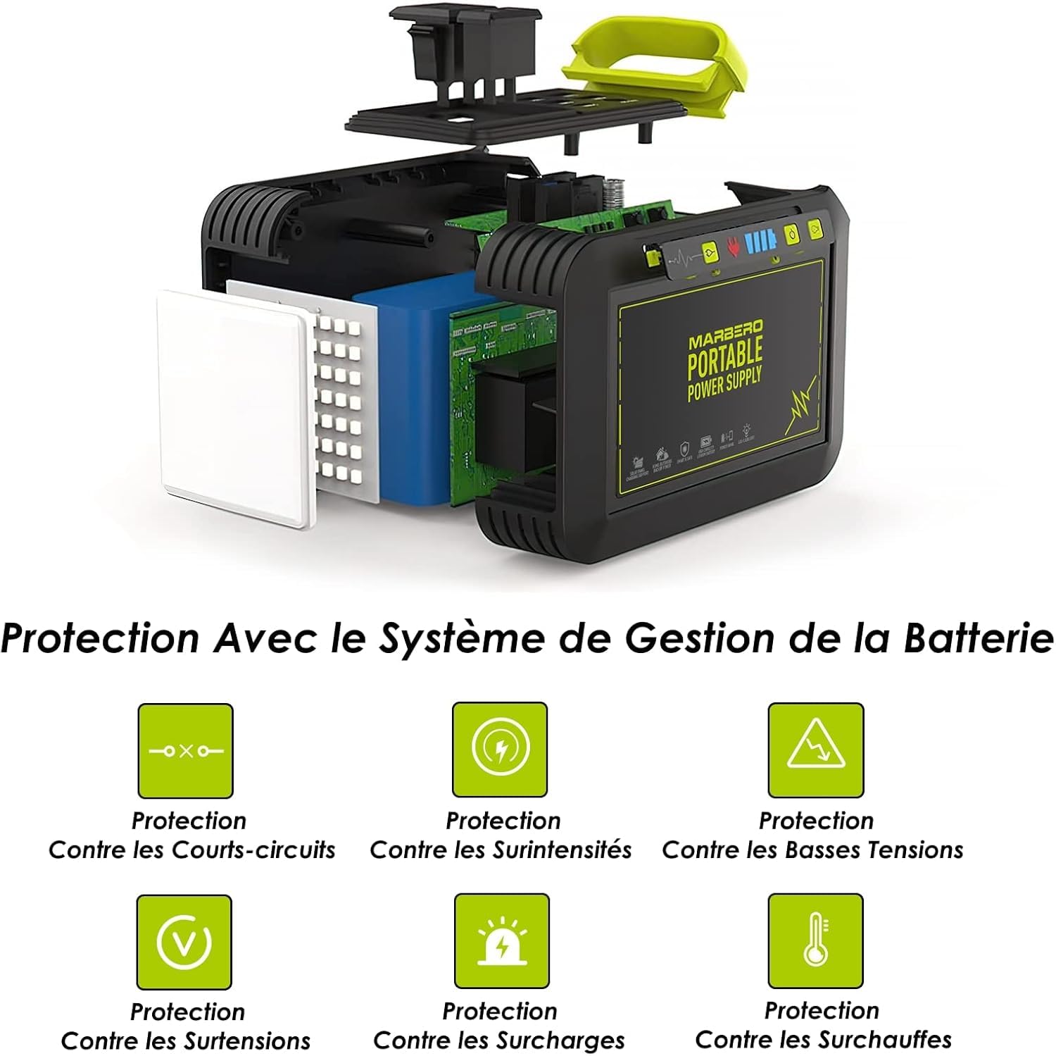 MARBERO Estación de energía portátil de 88 Wh, generador solar, batería con enchufe de 230 V CA, 120 W, almacenamiento de corriente móvil con linterna LED para camping, viajes, autocaravanas, hogar