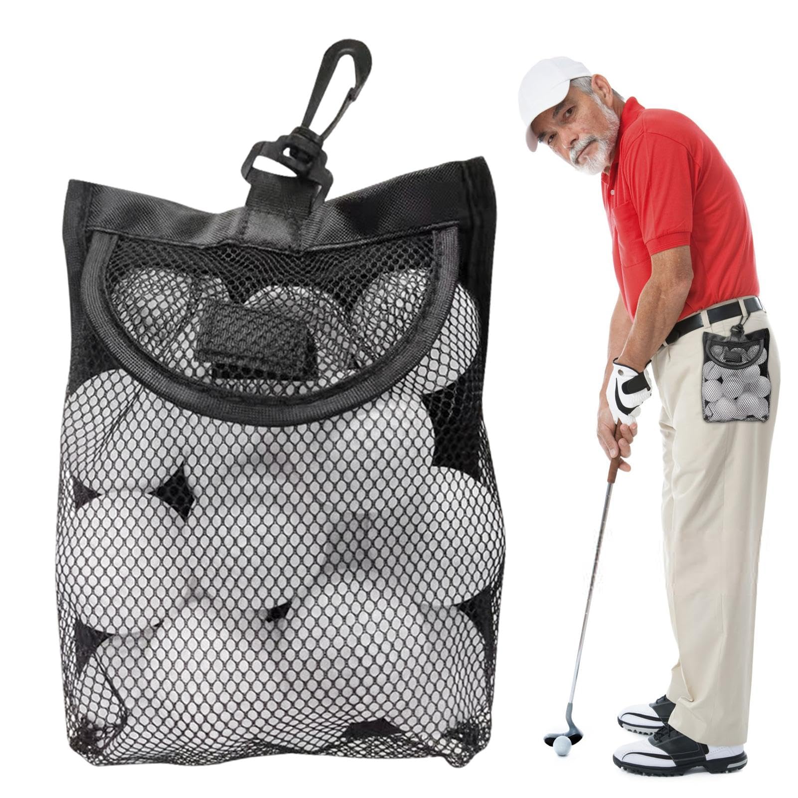 Borsa per Palline da Golf in Rete di Nylon Leggera per 18 Palline