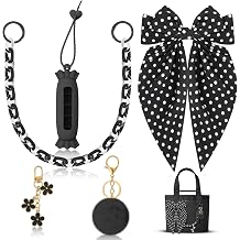 WUQID 5Pcs Tote Bag Decor Kit Compatible with YETI Camino 20/35/50 & Bogg | Tote Bag Accessories with Bow, Pom-Pom, Candy Lipstick Holder, Flower Charms & Acrylic Chain, Fits Most Handbags for Women