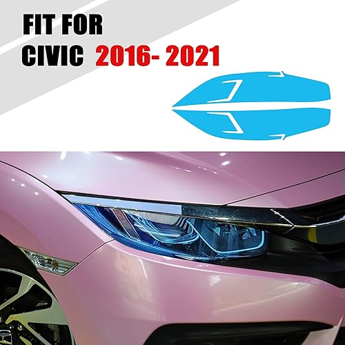 Miniatura 5 de TOMALL 1 par de películas de vinilo para faros delanteros, tinte de humo compatible con Honda Civic 2016-2021 transmisión de faros de automóvil,