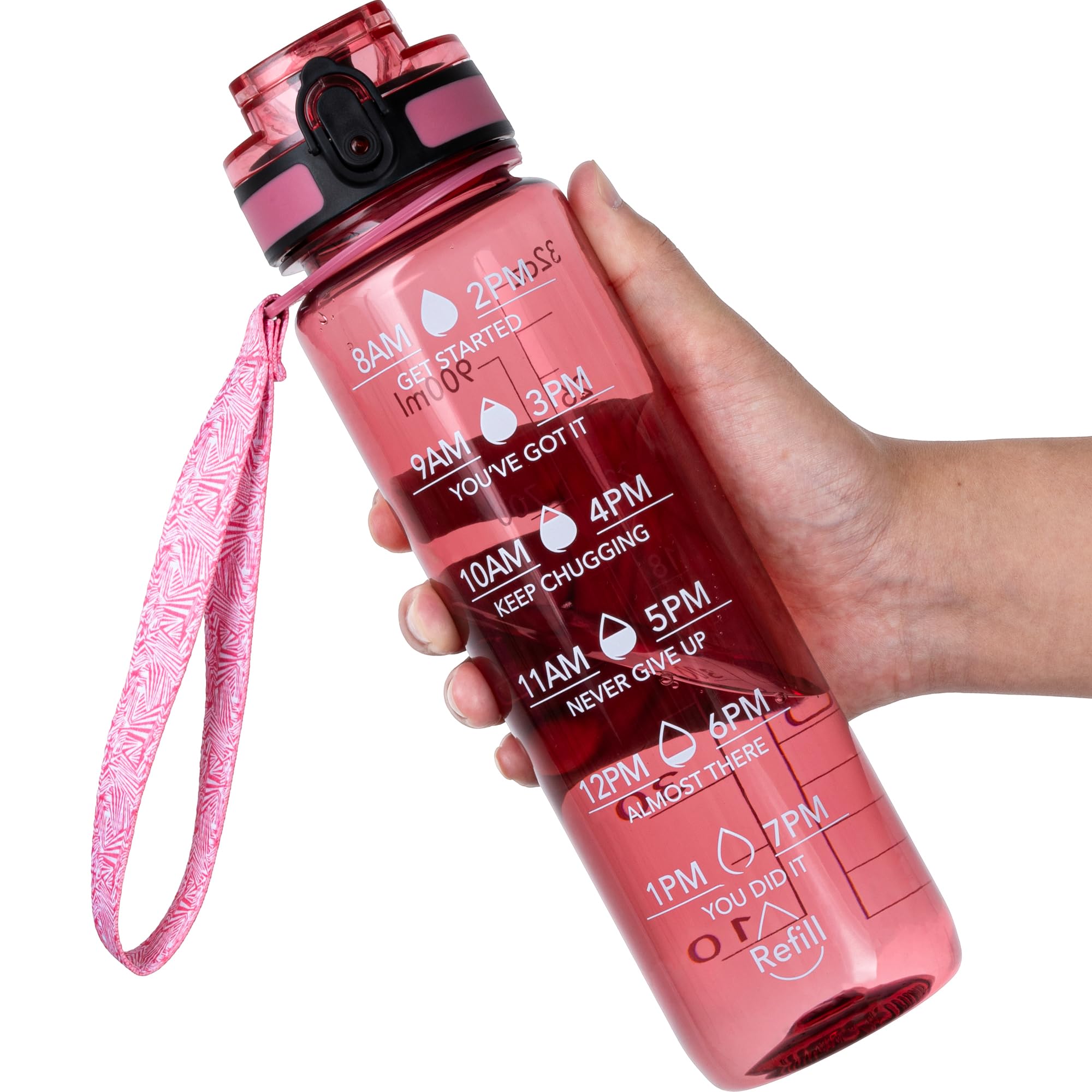 OLDLEY Water Bottle, 32oz Motivational Sports Water Bottle with Time Marker - Times to Drink - Tritan, BPA Free, Wide Mouth Leakproof,Anniversary