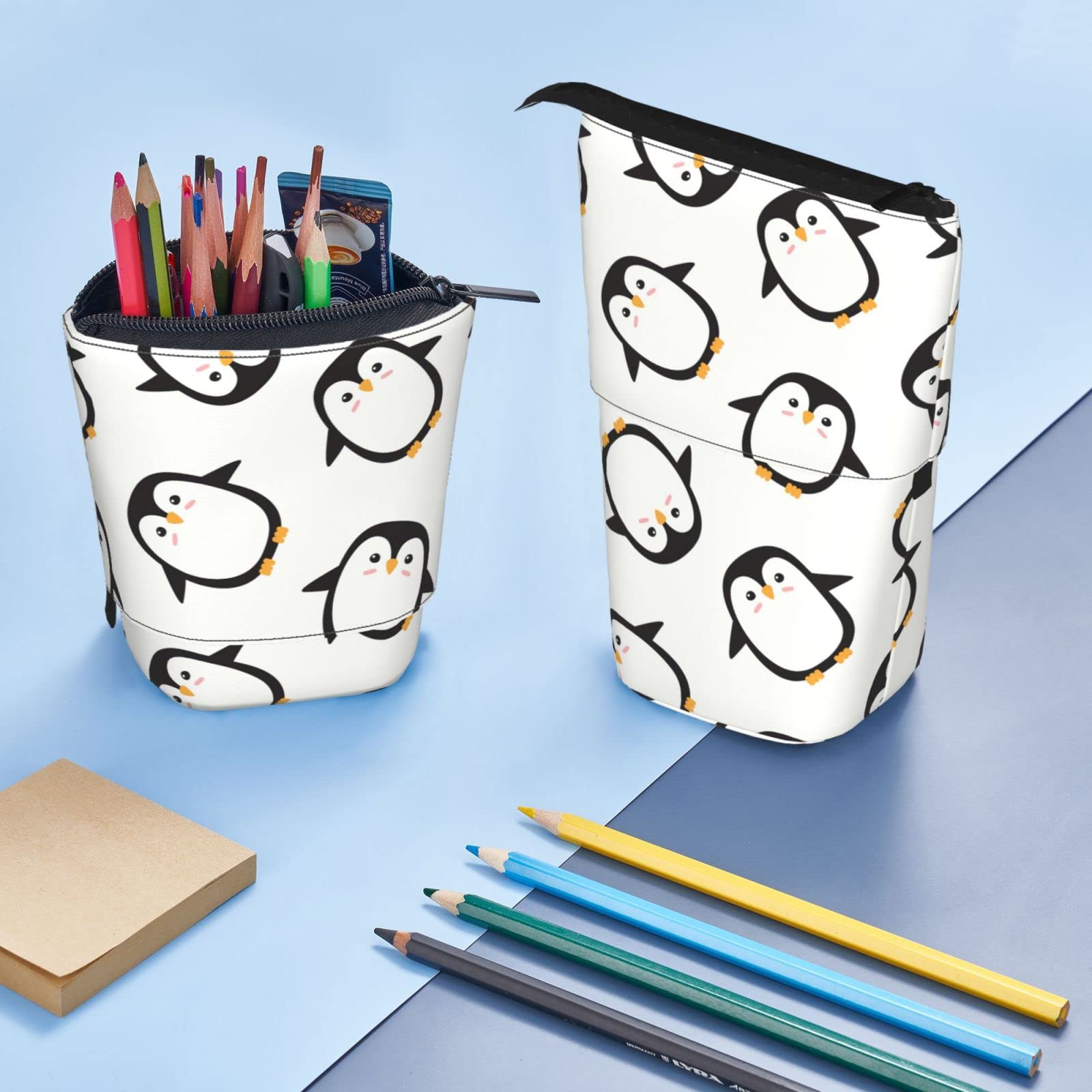 Estuche Pequeño De Pingüino Rojo, Bolsa De Gran Capacidad Para Niños Y Niñas, 3 Compartimentos, Organizador De Papelería, Estuche Para Escuela, Oficina, Trabajo, Pequeño Pingüino Rojo, Talla única