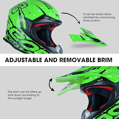 Miniatura 3 de Adult Dirt Bike Helmets Motocross ATV Dirtbike BMX MX Offroad Full Face Motorcycle Helmet, DOT Certified Model B602