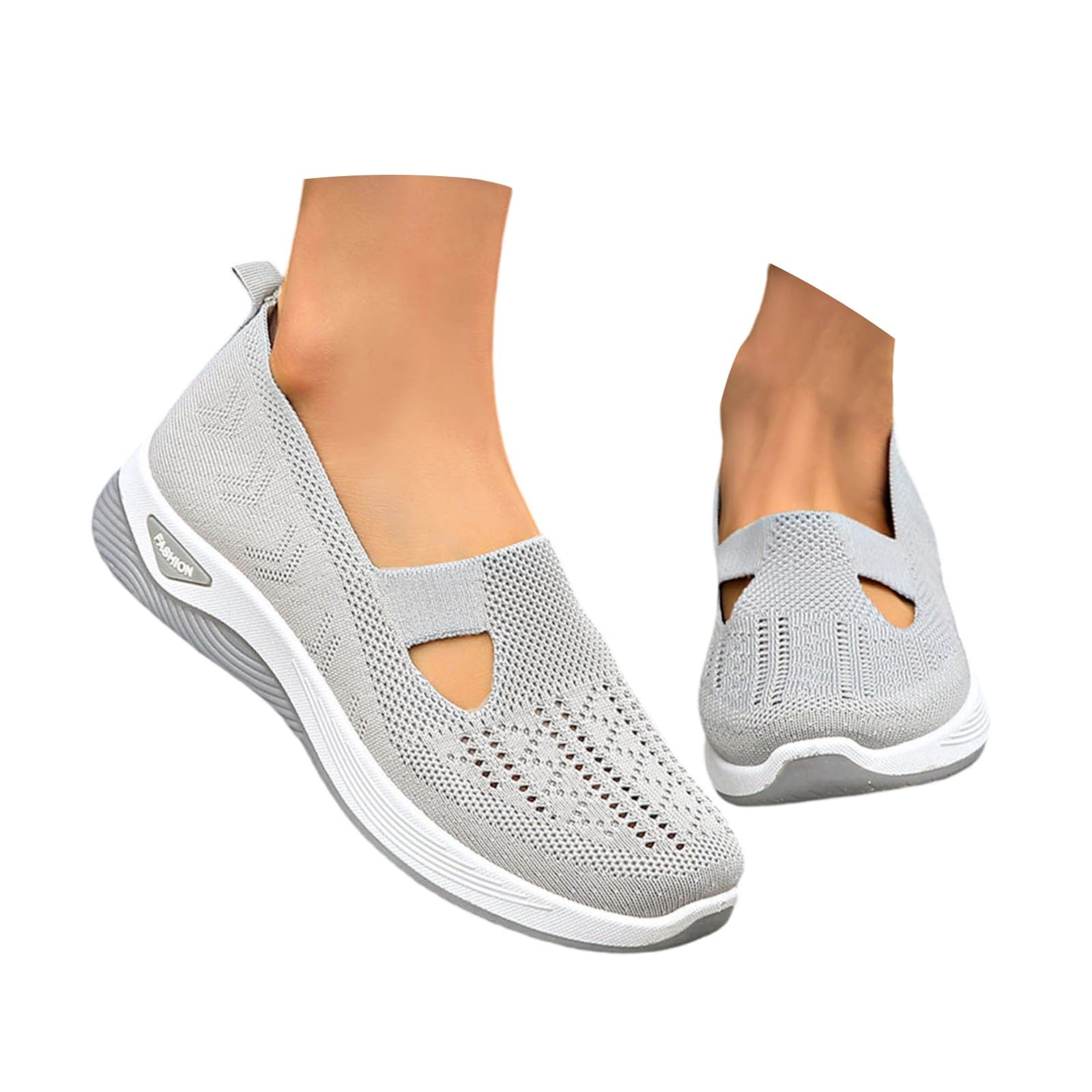 Generisch Orthopädische Schuhe Damen Walkingschuhe Damen Leicht Weite H Vermascht Atmungsaktive Lässige Komfort Laufschuhe Bequeme Outdoor Sommerschuhe Turnschuhe Grau