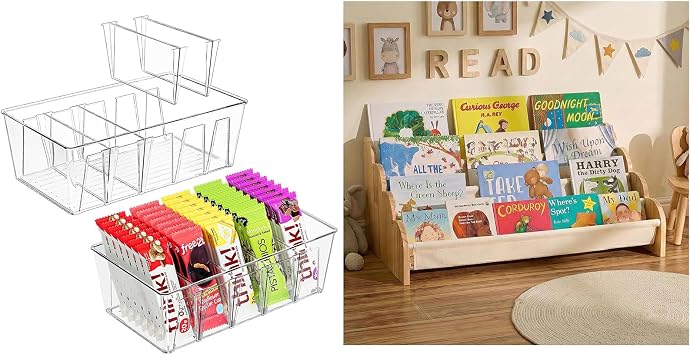 Puricon Pantry Organization and Storage Bins for Kitchen Fridge Countertop Cabinet Bundle 4-Tier Kids Bookshelf
