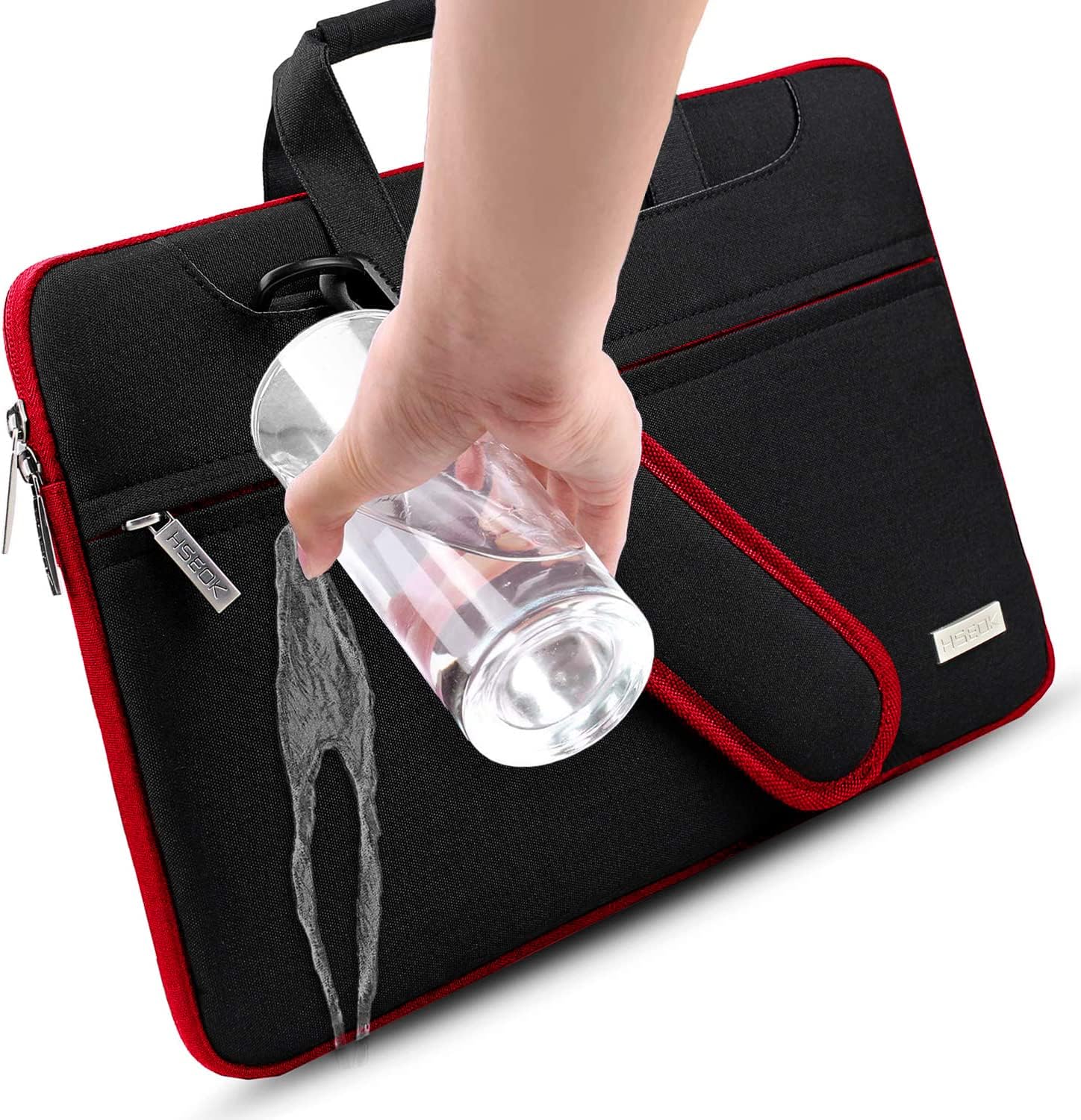 Hseok 17.3 Inch Laptop Shoulder Bag for Most 17.3" Dell Asus HP Lenovo Notebooks,Black & Red - Image 2