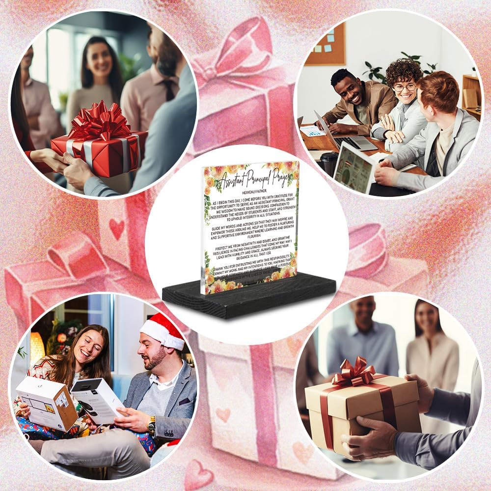 Assistant Principal Prayer Gift, Christian Appreciation Desk Sign with Floral Design, Thank You Gift for School Admin Women Men, Inspirational Office Decor Acrylic Plaque YCT33 - Image 5