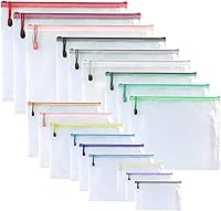 Vista 11 de 18 unidades, bolsas de malla de plástico con cremallera para documentos, carpetas de archivos con cremallera para suministros de oficina, viajes