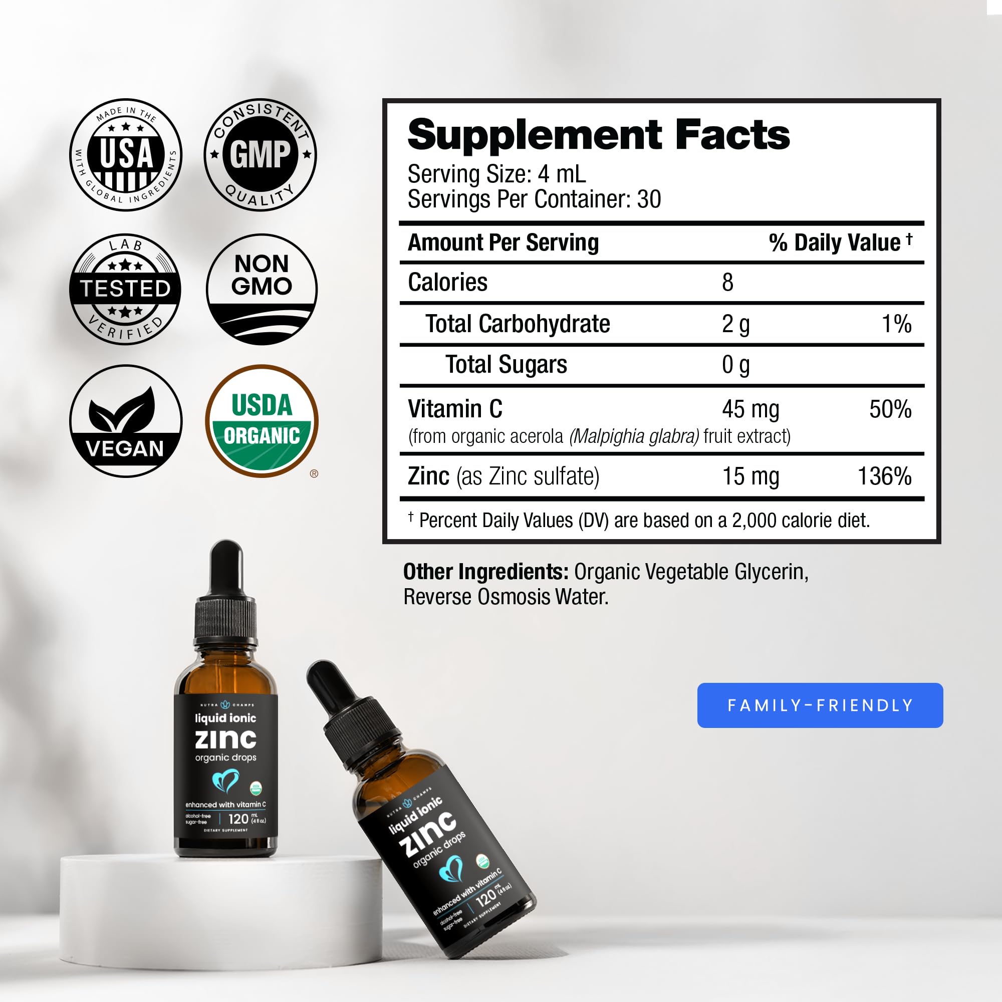 NutraChamps Liquid Zinc for Kids & Adults, Vegan, Pure Ionic Zinc Drops Enhanced with Vitamin C, Supplements for Immune Support, Sugar-Free Liquid 4 oz — Amazon image 7
