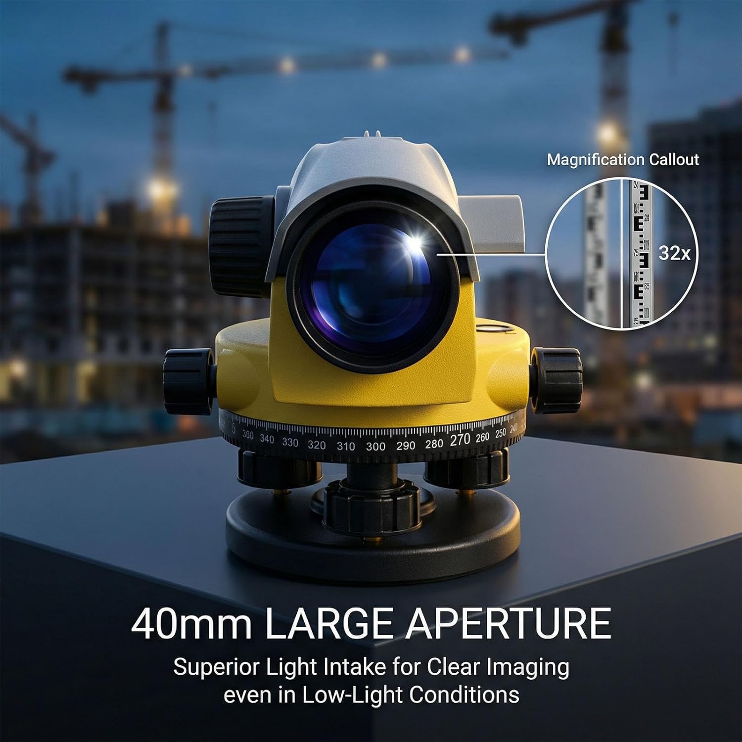 Eujgoov 32X Automatic Optical Level Kit Surveying Instrument with Self Leveling High Measurement for Construction Road Surveying