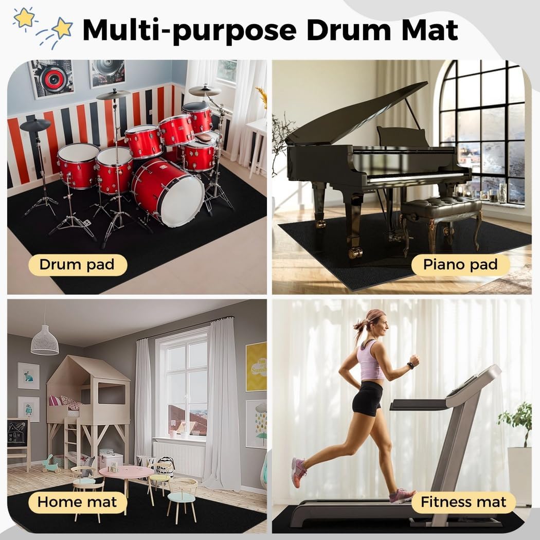47’’ X 63’’ Drum Rug, Soundproofing Mat For Electric Drums, Drum Accessories, Jazz Kit Protector