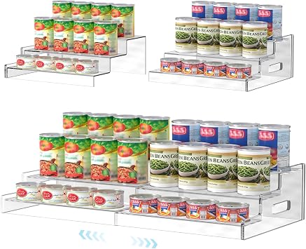 Expandable Can Organizer for Pantry, 3-Tier Adjustable Can Storage Holder