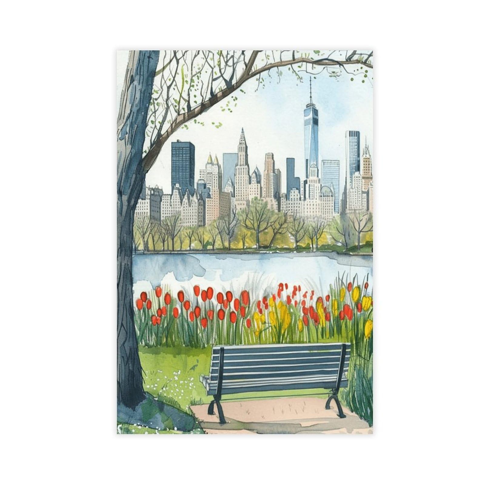 Utgn Central Park New York Painting Canvas Poster Wall Art Print Picture Paintings 12X18inch(30X45cm)