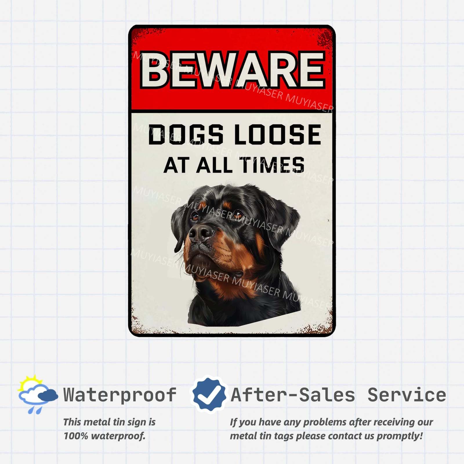 MALIHONG Funny Dog Warning Metal Sign These Premises