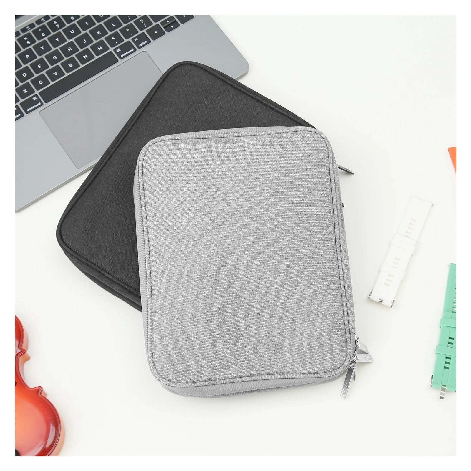 Aufbewahrungstasche for Uhren, Organizer-Box for Uhrenarmbänder, Aufbewahrungskoffer for Kopfhörer/U-Disk/Digitalkabel, tragbares Reiseetui for zur Aufbewahrung von Uhren(Grey)