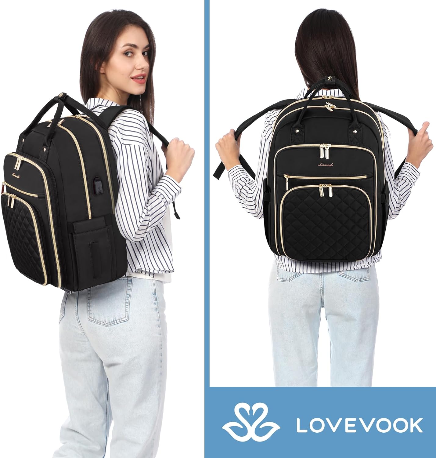 LOVEVOOK 17" Laptop Backpack for Women with Laptop Compartment, Water Resistant Travel Work Backpacks Purse Stylish College Business Teacher Nurse Computer Bag - Image 7